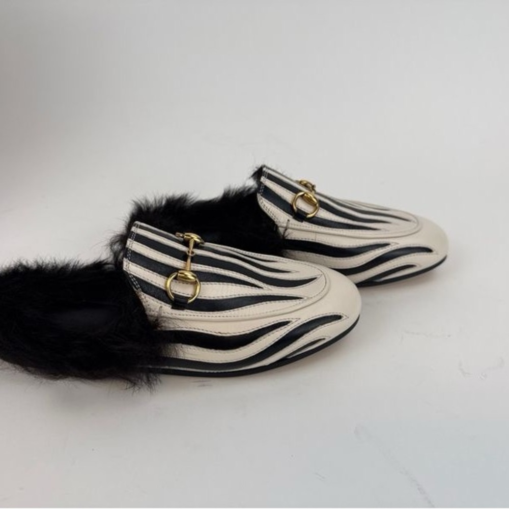 Gucci Princetown Zebra Fur Leather Mule Slides Size 35 (US 5) - Picture 4 of 8
